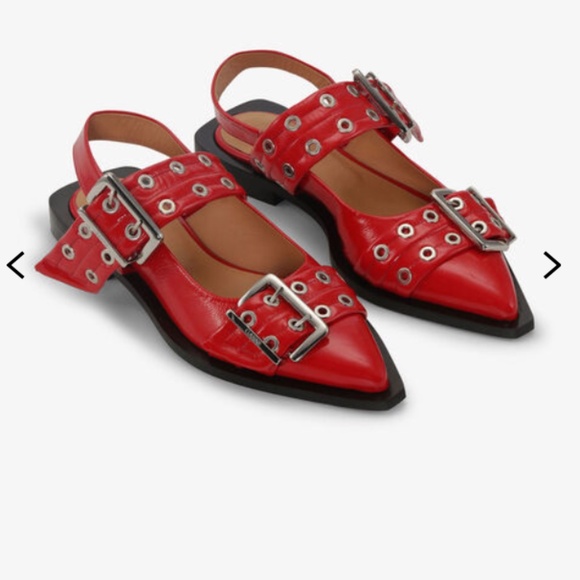 GANNI Feminine Buckle Ballerinas in Red size 39 eu - Picture 1 of 1